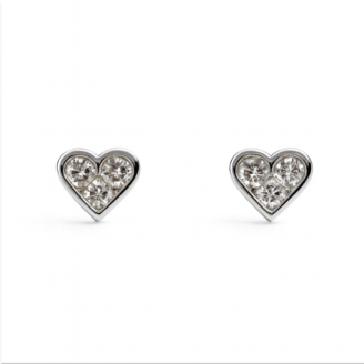 18 KT Gold Love Heart Diamond Stud Earrings