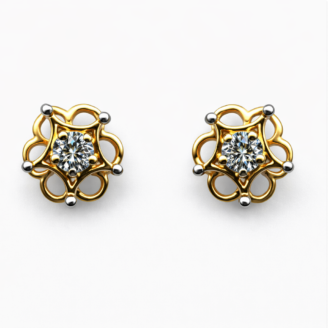 18 KT Gold Solitaire Diamond Earrings