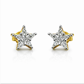 18 KT Gold Diamond Star Stud Earrings