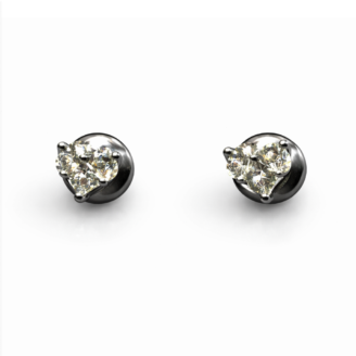 18 KT White Gold Heart Shape Diamond Earrings