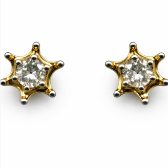 18 KT Gold Solitaire Diamond Earrings