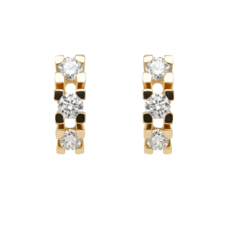 18 KT Yellow Gold Diamond Hoop Earrings