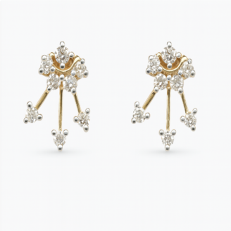 18 KT Gold Graceful Diamond Floral Drop Earrings