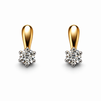 18 KT Gold Classic Solitaire Diamond Earrings