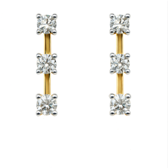18 KT Gold Diamond Solitaire Line Earrings
