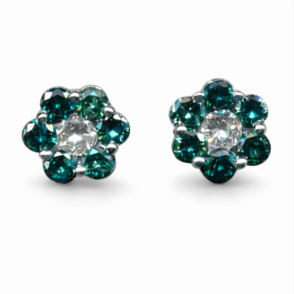 18 KT White Gold Floral Diamond Stud Earrings