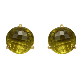 18 KT Gold Yellow Topaz Round Stud Earrings