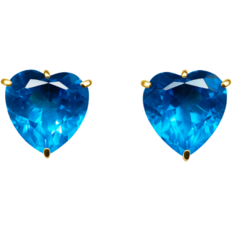 18 KT Gold Blue Topaz Heart Stud Earrings