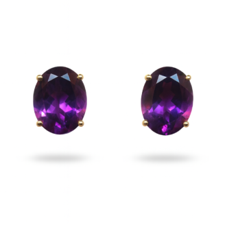 18 KT Gold Amethyst Stud Earrings