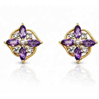 18 KT Gold Amethyst Stud Earrings