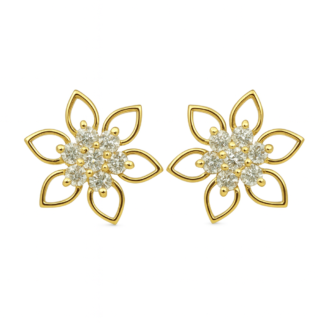 18 KT Gold Diamond Classic Floral Earrings