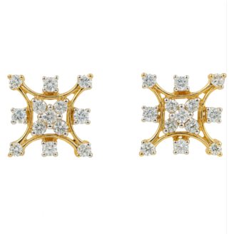 18 KT Gold Square Diamond Studs