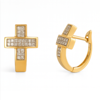 18 KT Gold Princess Cut Diamond Statement Earrings