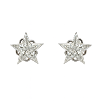 18 KT White Gold Diamond Star Stud Earrings