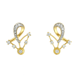 18K Yellow Gold Diamond Floral Stud Earrings