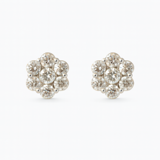 18 KT Gold Round Diamond Stud Earrings