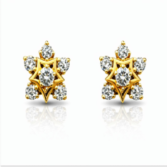 18 KT Gold Floral Diamond Studs