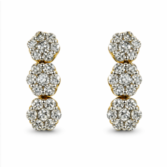 18 KT Gold Diamond Flower Earrings