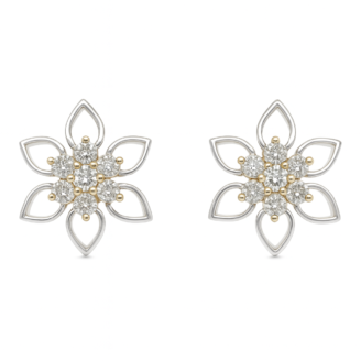 18 KT Gold Diamond Classic Floral Earrings