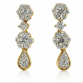 18 KT Gold Diamond Flower Earrings