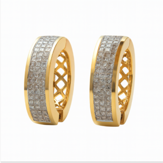 18 KT Gold Luxury Diamond Hoop Earrings