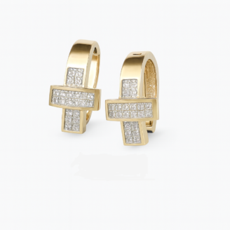 18 KT Gold Princess Cut Diamond Hoop Earrings