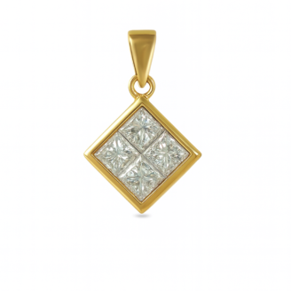 18 KT Gold Diamond Square Pendant