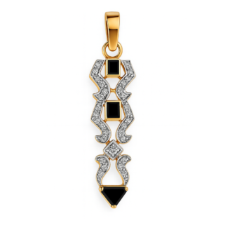 18 KT Gold Black & White Diamond Pendant