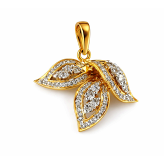 Golden Leaf Diamond Pendant – 18KT