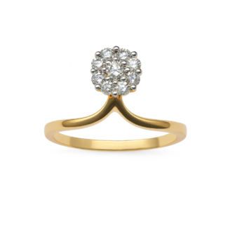 18 KT Gold Diamond Round Cluster Ring