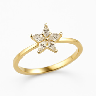 18 KT Gold Star Diamond Ring