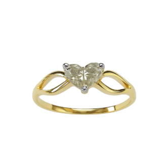 18 KT Gold Twin Heart Diamond Ring