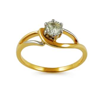 18 KT Gold Diamond Twist Solitaire Ring