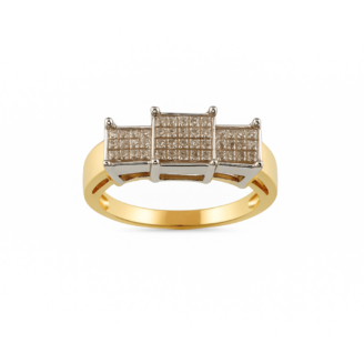 18 KT Gold Princess Cut Illusion Diamond Ring