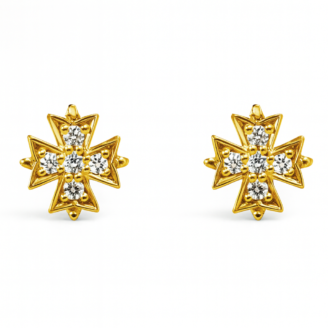 18 KT Gold Certified Natural Diamond Star Shape Stud Earrings