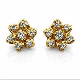 18 KT Gold Elegant Diamond Cluster Earrings
