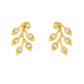 18 KT Gold Diamond Leaf Climber Earrings