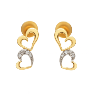 18 KT Gold Diamond Heart Studs