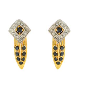 18 KT Gold Black & White Diamond Drop Earrings