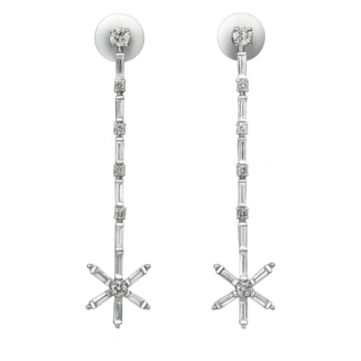 18 KT Gold Elegant Baguette Solitaire Diamond Earrings