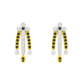 18 KT Gold Black & White Diamond Dangler Earrings