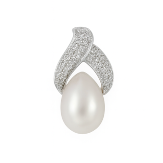 18 KT Gold Diamond Pearl Pendant