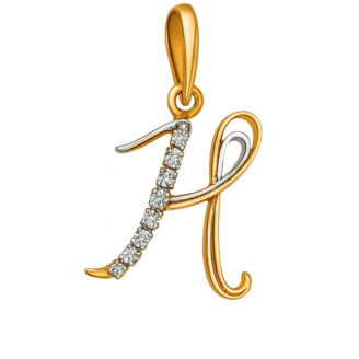 18 KT Gold Diamond Aura H Pendant