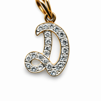 18 KT Gold Diamond Alphabet D Pendant