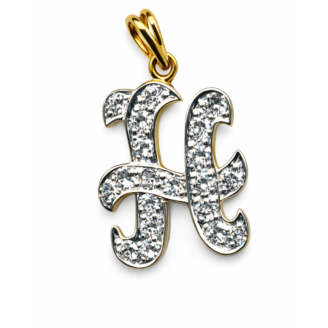 18 KT Gold Diamond Alphabet H Pendant