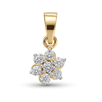 18 KT Gold Diamond Floral Pendant
