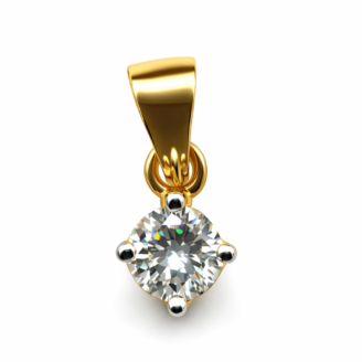 18 KT Gold Round Brilliant Diamond Solitaire Pendant