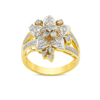 18 KT Gold Floral Diamond Ring