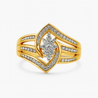 18 KT Yellow Gold Diamond Designer Ring