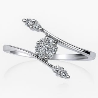 18 KT White Gold Diamond Wrap Cluster Ring